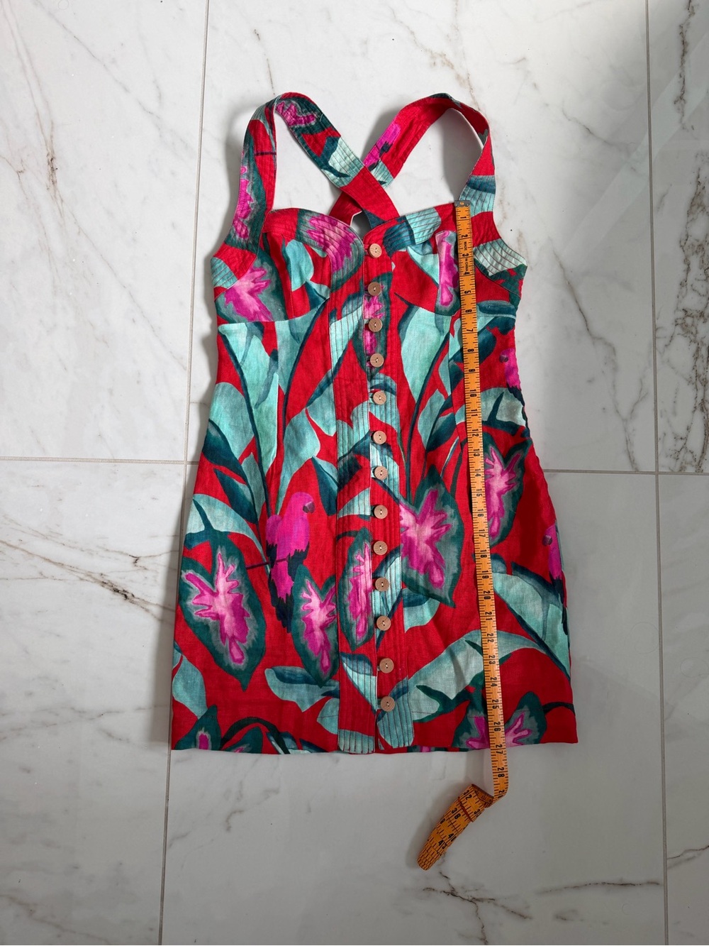 FARM Rio Red Summer Foliage Red Mini Dress NWT - Picture 8 of 12